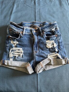 American Eagle Outfitters Medium Blue Distressed Denim Shorts